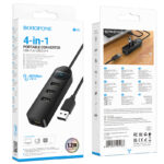 USB HUB 2.0 Borofone DH5- 4 usb порта/черен/ - Image 6