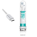Кабел Devia Kintone Tube, microUSB, 2.1A, 1m /бял/