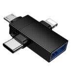 Borofone BV26D адаптер Lightning / microUSB / USB-C към USB-A OTG /черен/ - Image 4